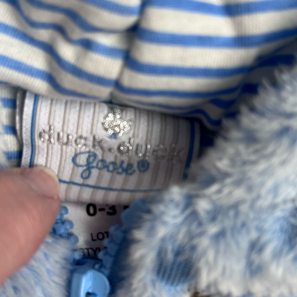 Duck Duck Goose Baby One Piece Teddy Bear Hood Boy 0-3months - Picture 4 of 5